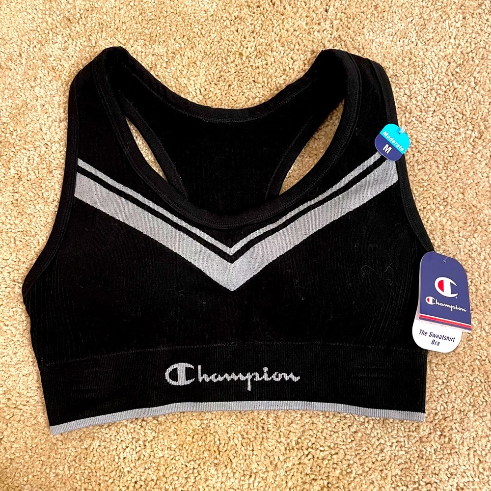 NWT Champion Black Razorback Medium Sports Bra
